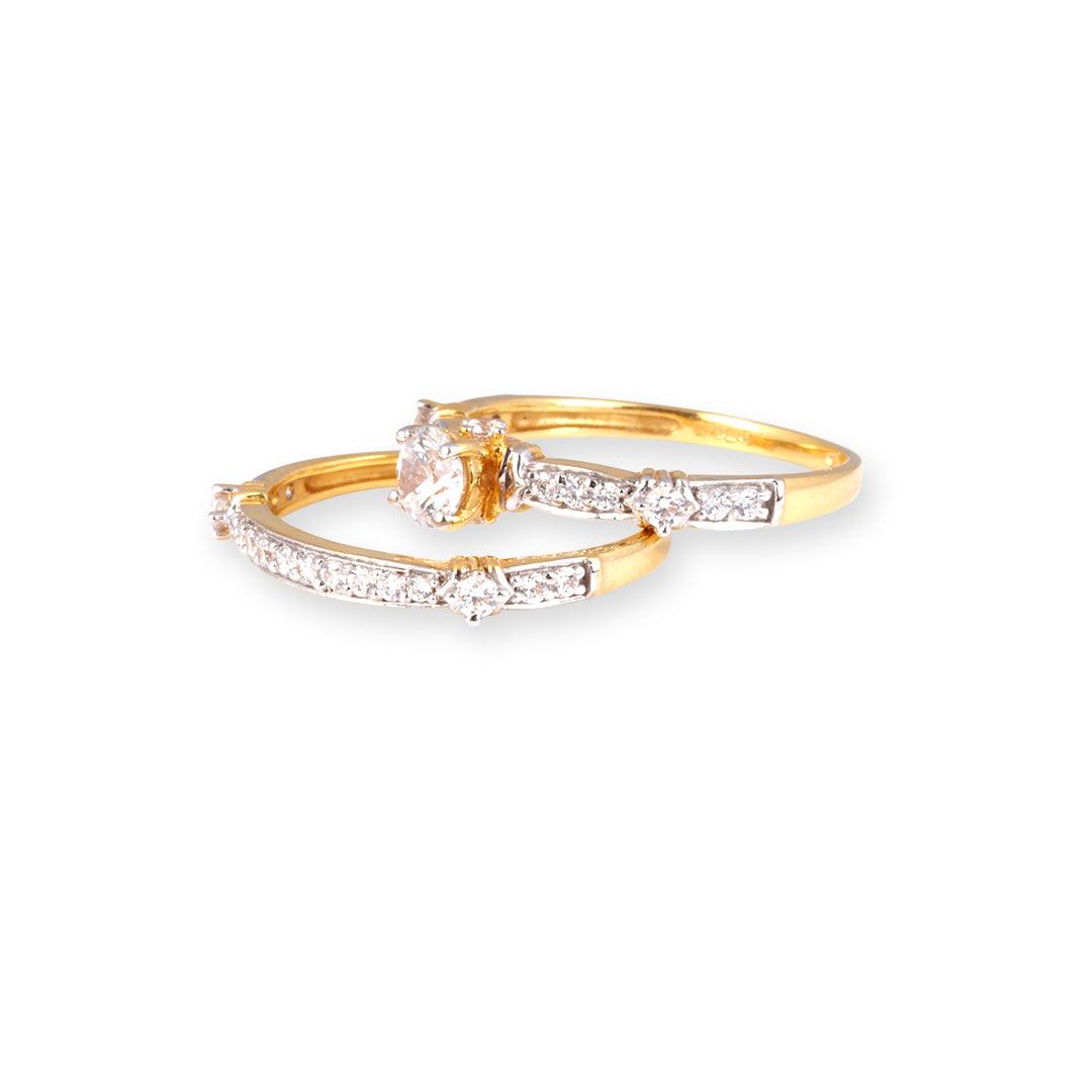 22ct Gold Cubic Zirconia Engagement Ring and Wedding Band Suite LR14433 - Minar Jewellers