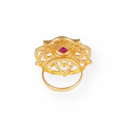 22ct Gold Swarovski Zirconia and Pink Centre Stone Dress Ring-7098 - Minar Jewellers