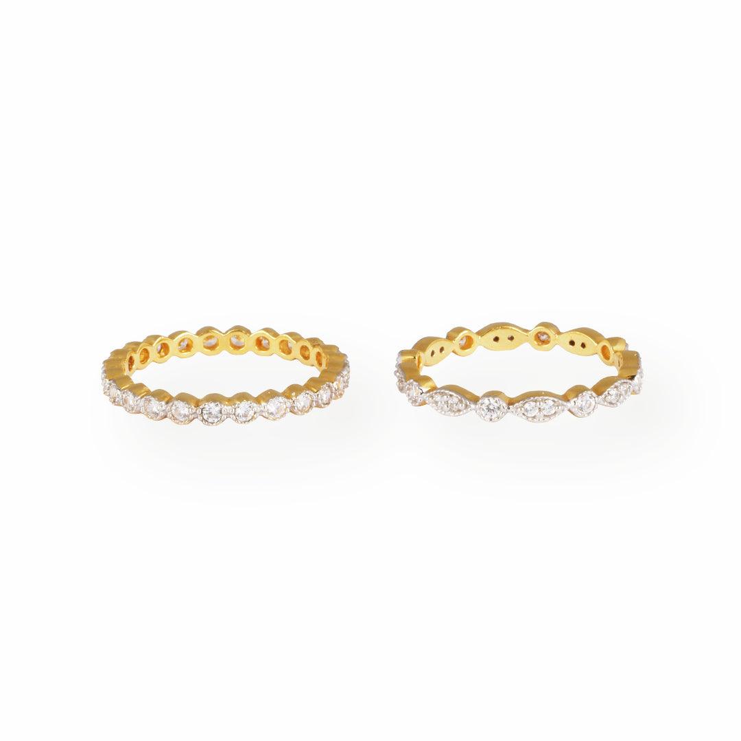 22ct Gold Set of 2 Stacking Eternity Rings with Swarovski Zirconia Stones LR-7101 - Minar Jewellers