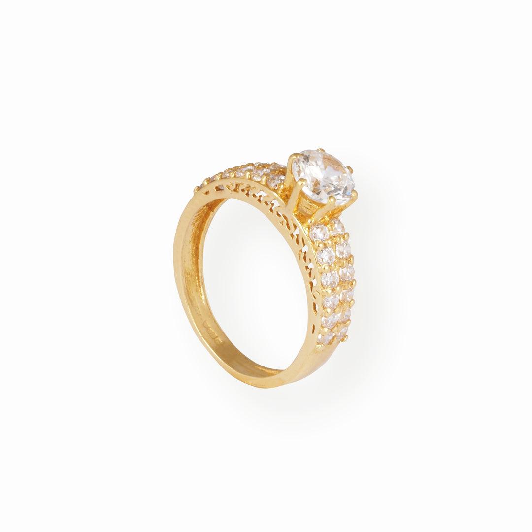22ct Gold Ring with Cubic Zirconia LR-7107 - Minar Jewellers