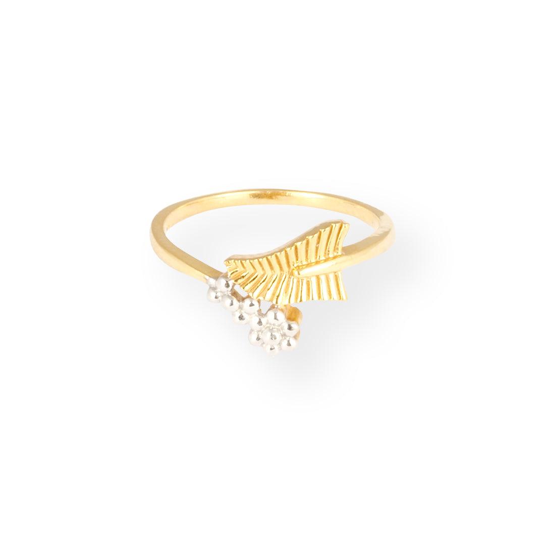 22ct Gold Swarovski Zirconia Flower Pattern Ring Rhodium Plating LR-7102 - Minar Jewellers