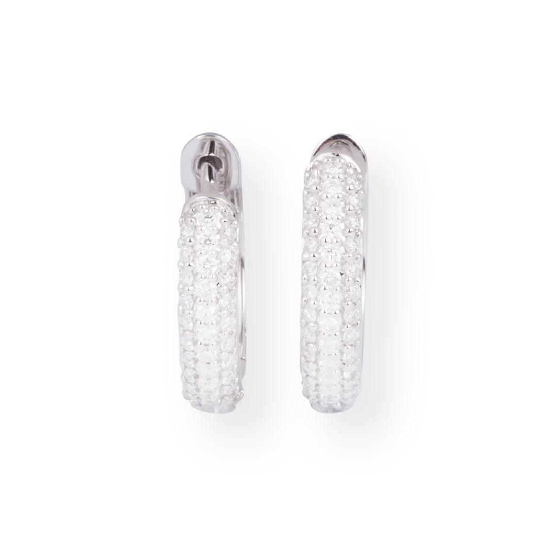 18ct White Gold Huggie Hoop Diamond Earrings ERZ2415 - Minar Jewellers