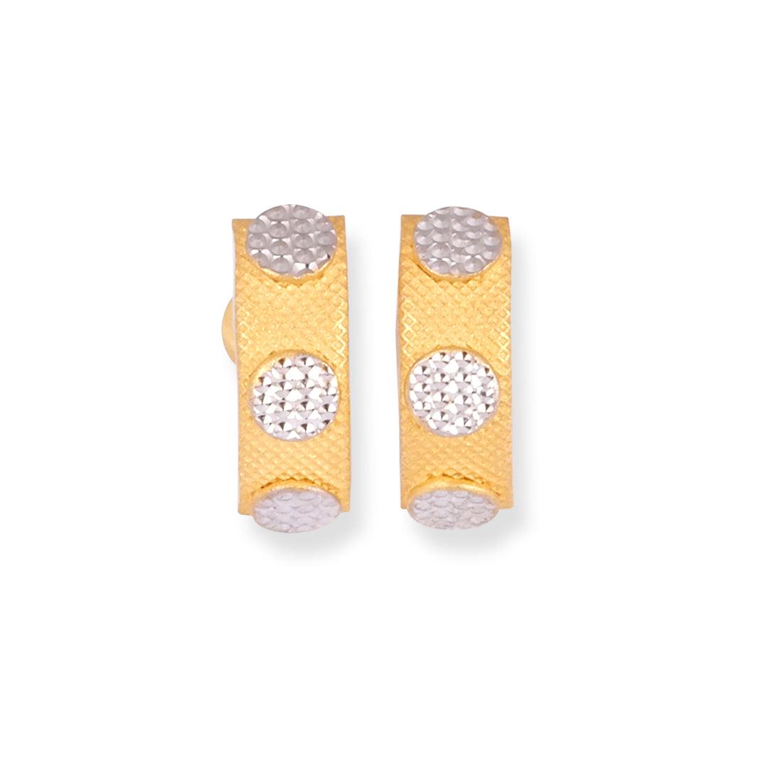 22ct Gold Earrings with Rhodium Design E-8582 - Minar Jewellers
