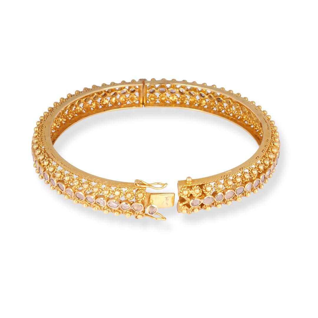 18ct Yellow Gold Openable Champagne Diamond Bangle -8608 - Minar Jewellers