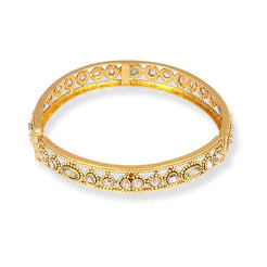22ct Gold Openable Champagne Diamonds & Colour Stones set Bangle -8607 - Minar Jewellers