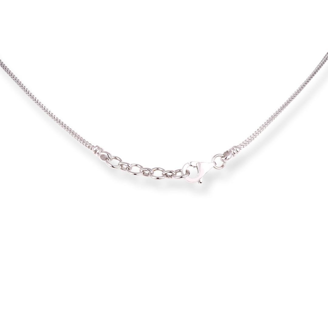 18ct White Gold Necklace with Cubic Zirconia Stones & Lobster Clasp-8615 - Minar Jewellers