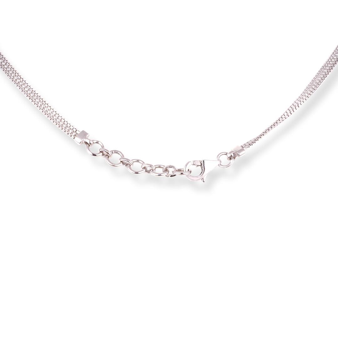 18ct White Gold Necklace with Cubic Zirconia Stones & Lobster Clasp-8616 - Minar Jewellers