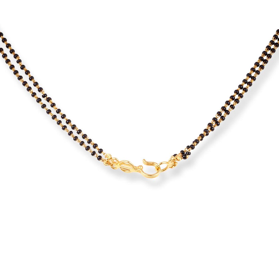 22ct Gold Three Row Mangal Sutra Necklace with Diamond Cut Beads and Hook Clasp. MS-4570 - Minar Jewellers