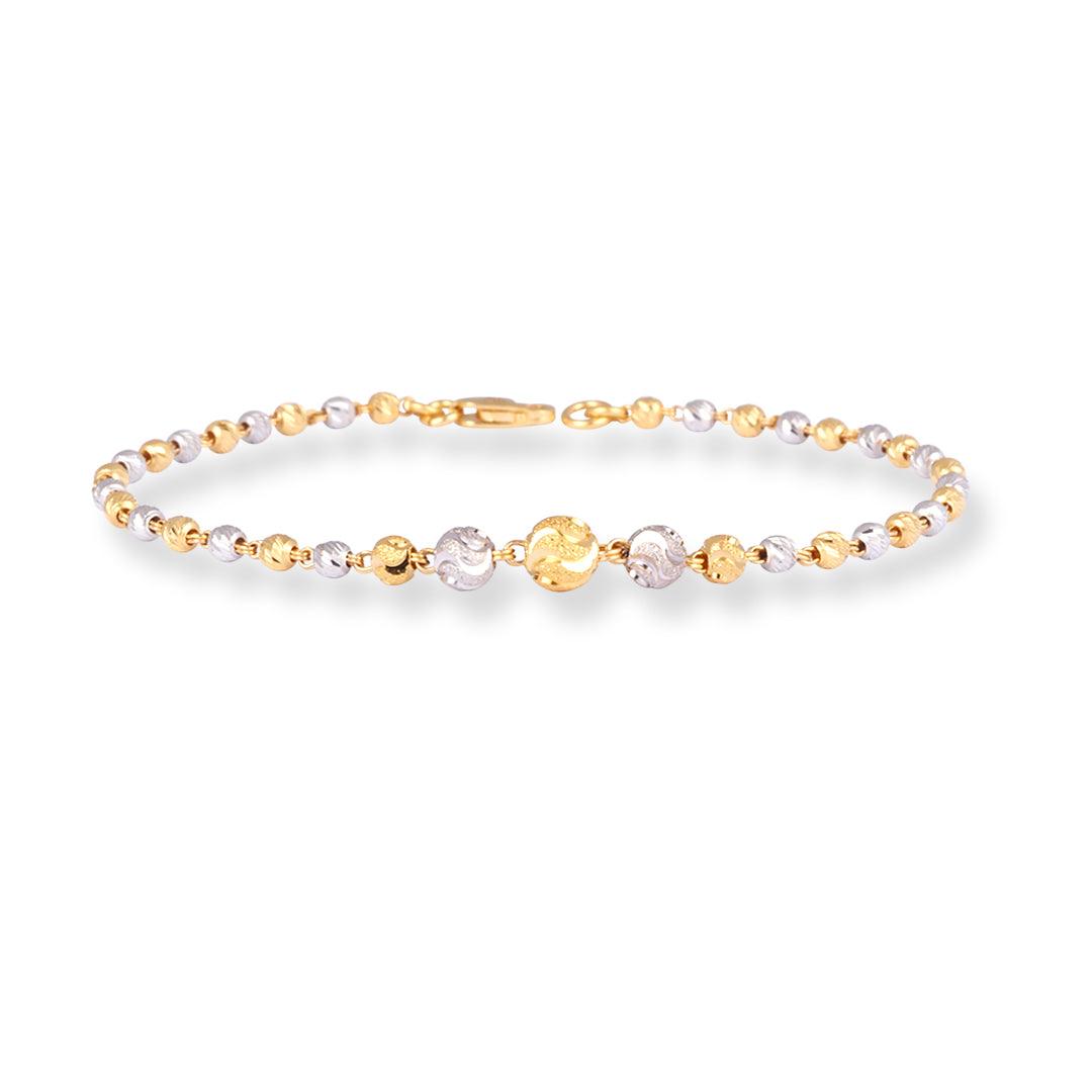 22ct Gold Gold Beaded And Rhodium Plated Bracelet With Lobster Clasp LBR-8563 - Minar Jewellers