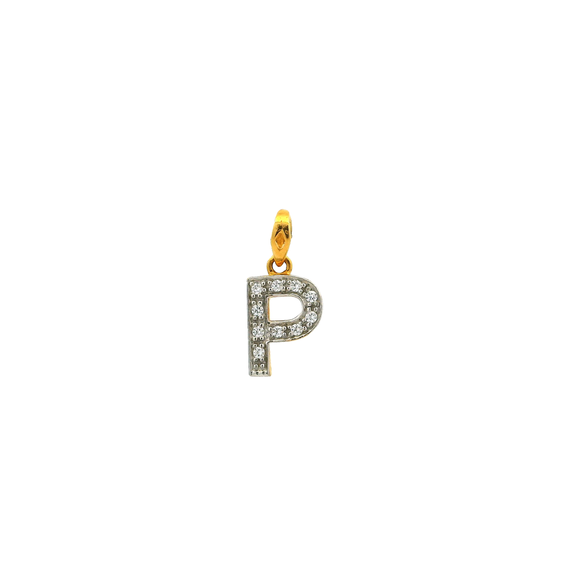 'P' 22ct Gold Swarovski Zirconia Initial Pendant