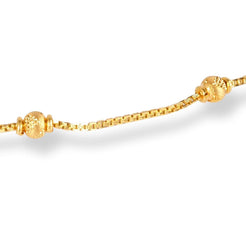 Pair of 22ct Gold Anklet in Diamond Cutting Beads with Ghughri Charm with '' S '' Clasp A-8268 - Minar Jewellers