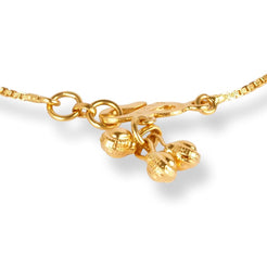 Pair of 22ct Gold Anklet in Diamond Cutting Beads with Ghughri Charm with '' S '' Clasp A-8268 - Minar Jewellers