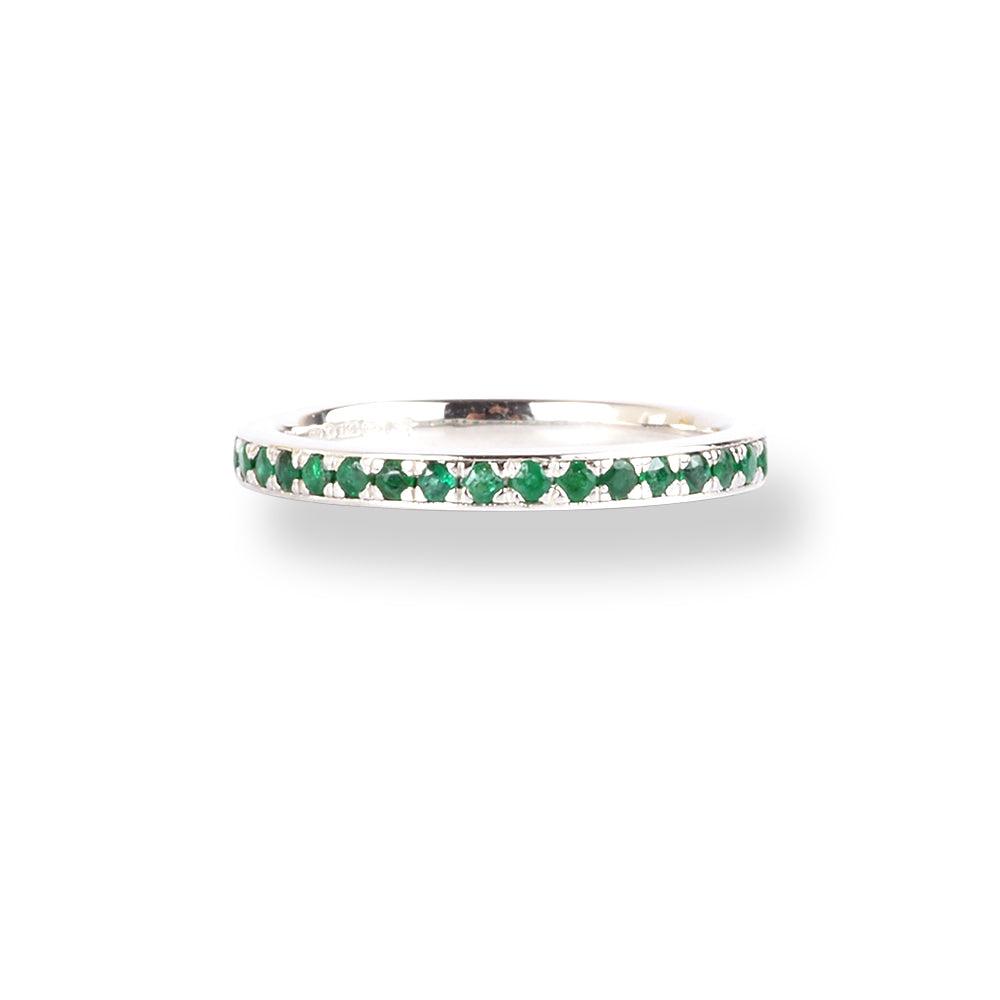 Platinum Emerald Half-Eternity Band LR-6671 - Minar Jewellers
