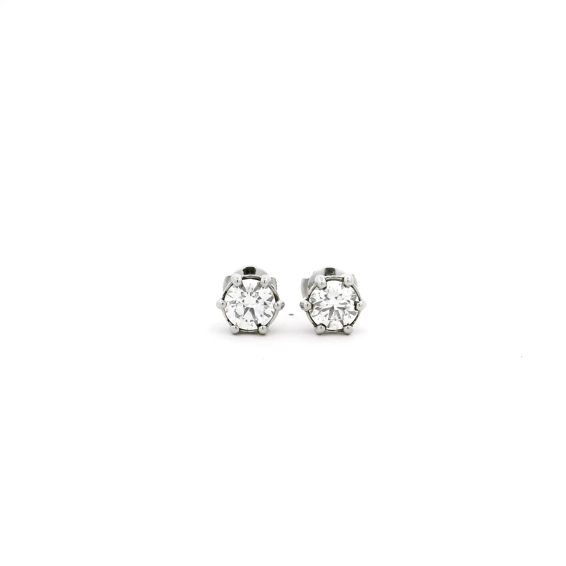 Platinum Lab Grown Diamond Ear Studs with Push Back Fastening