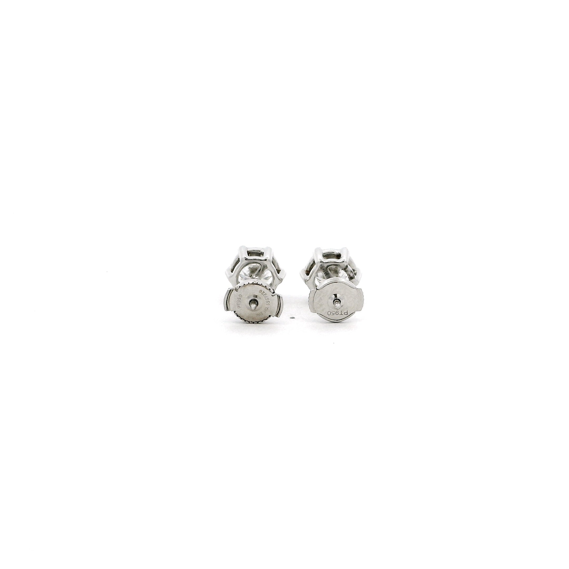 Platinum Lab Grown Diamond Ear Studs with Push Back Fastening