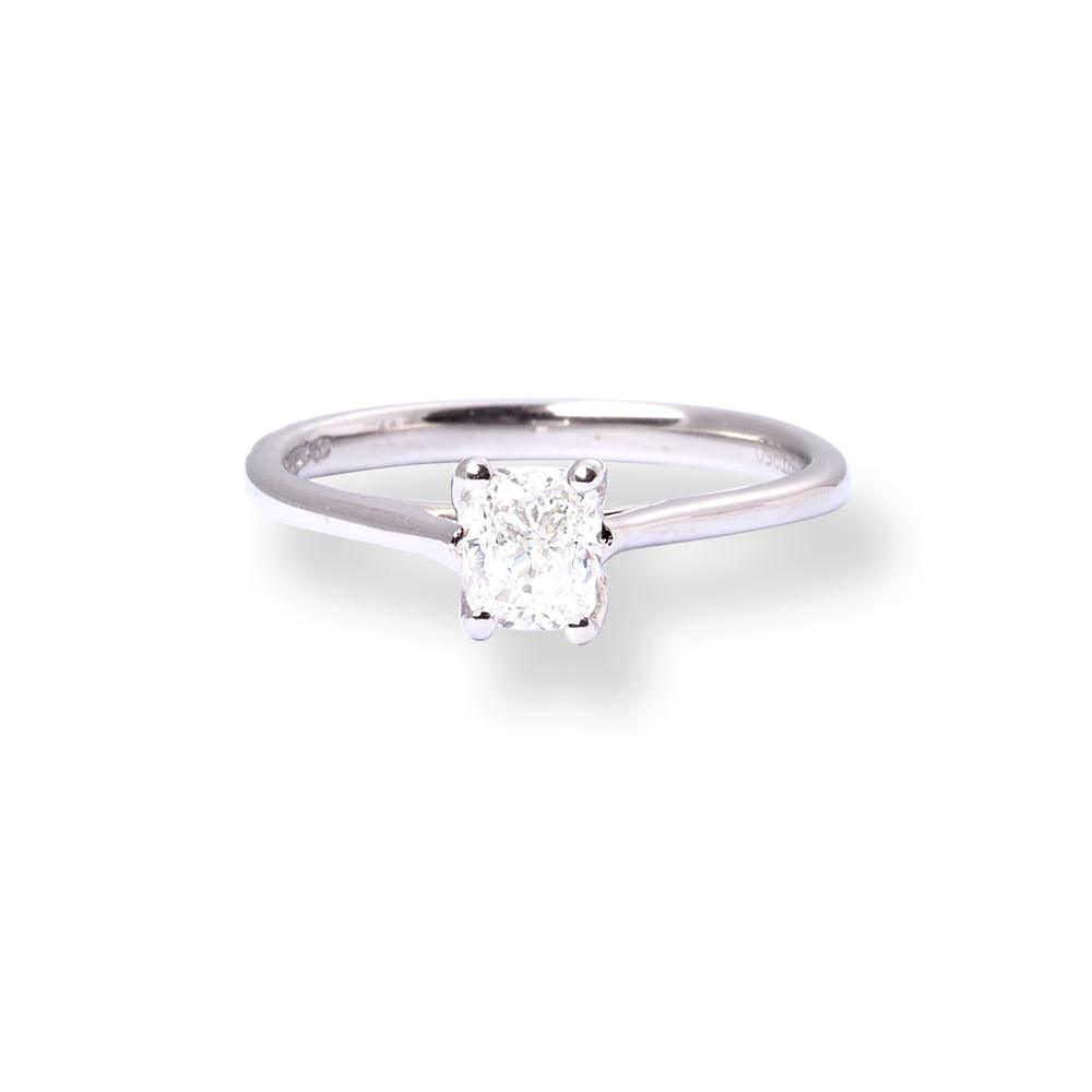 Platinum Solitaire Engagement Ring with 'Cushion' Cut Diamond LR-6704 - Minar Jewellers