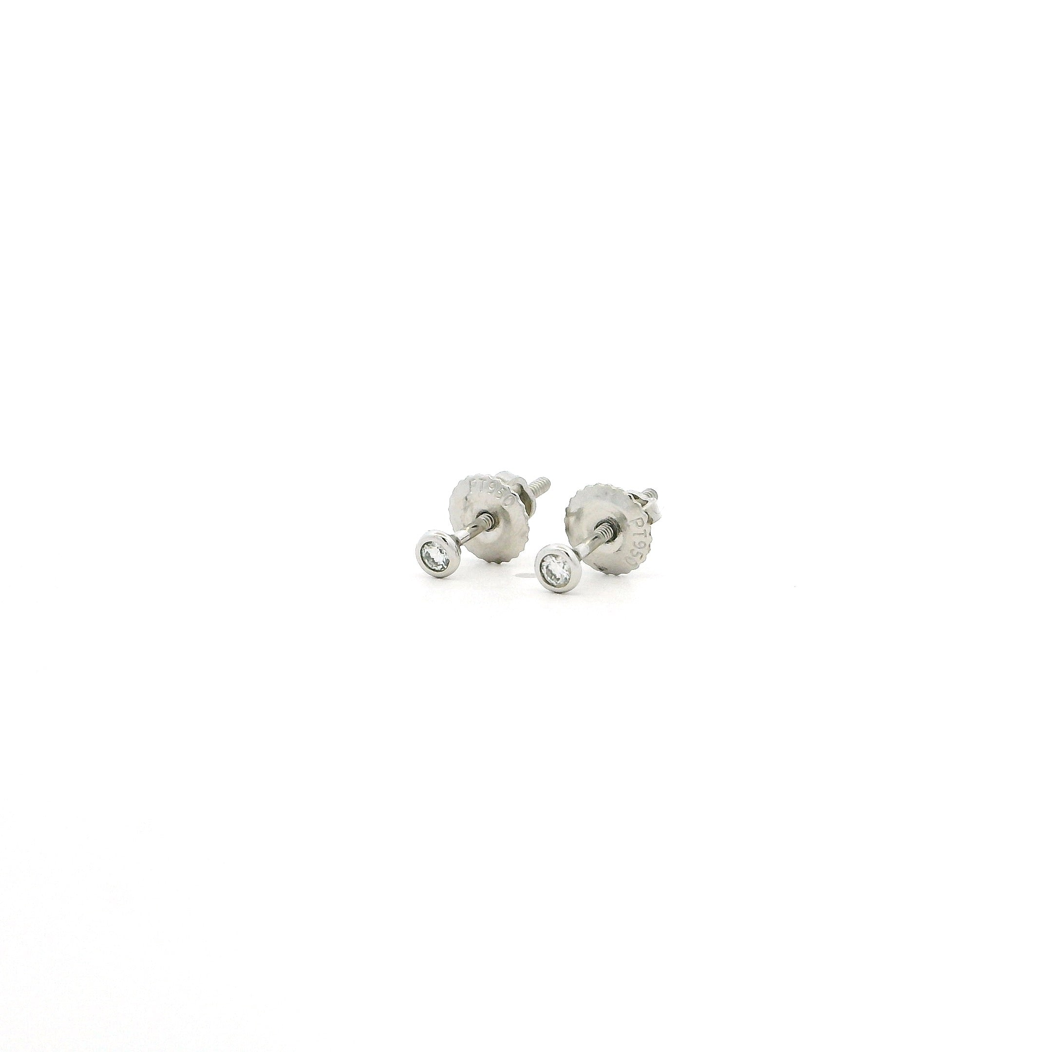 Platinum Diamond Stud Earrings – Everyday Round Bezel Solitaire Earrings