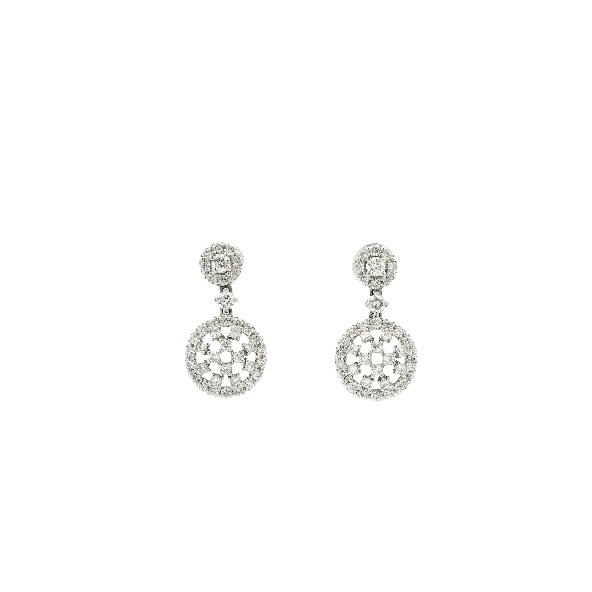 Platinum Luxury Diamond Drop Earrings with Secure Screw Back