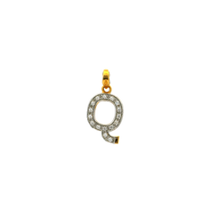 22ct gold 'Q' initial pendant with Swarovski zirconia stones