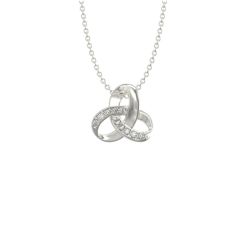 Sterling Silver Knot Pendant with Cubic Zirconia – Adjustable Chain Set