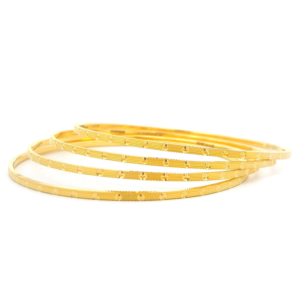 Set of Four 22ct Yellow Gold Bangles with Timeless Pattern Design