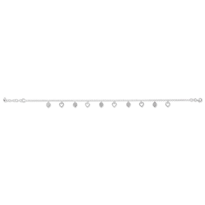 Sterling Silver Heart Charm Anklet – Delicate Drop Design