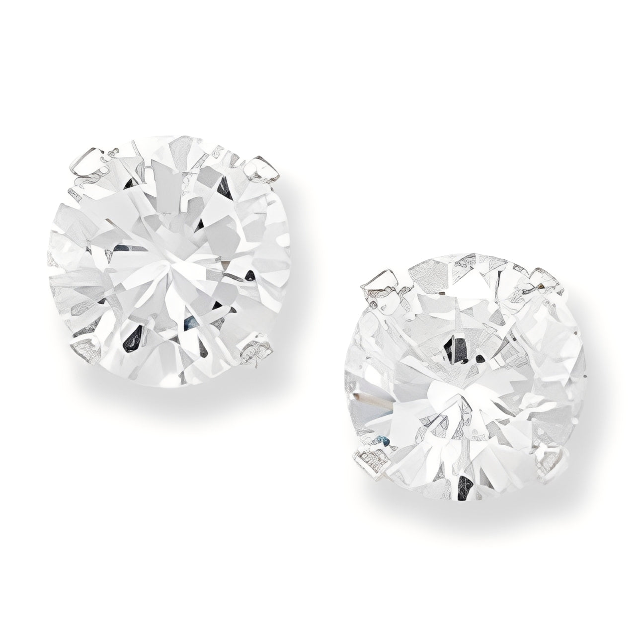 Sterling Silver Round Cubic Zirconia Stud Earrings – Classic Everyday Elegance