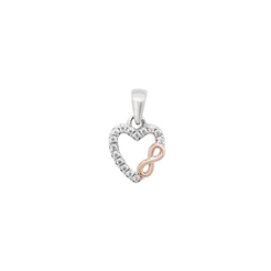Sterling Silver Two-Tone Heart Pendant with Cubic Zirconia & Infinity Design