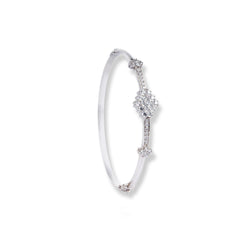 18ct White Gold Openable Bangle with Cubic Zirconia Stones VLKB017 - Minar Jewellers