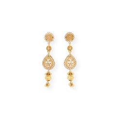 Vintage-Inspired 22ct Gold Filigree Necklace and Earrings Set with Cubic Zirconia Accents