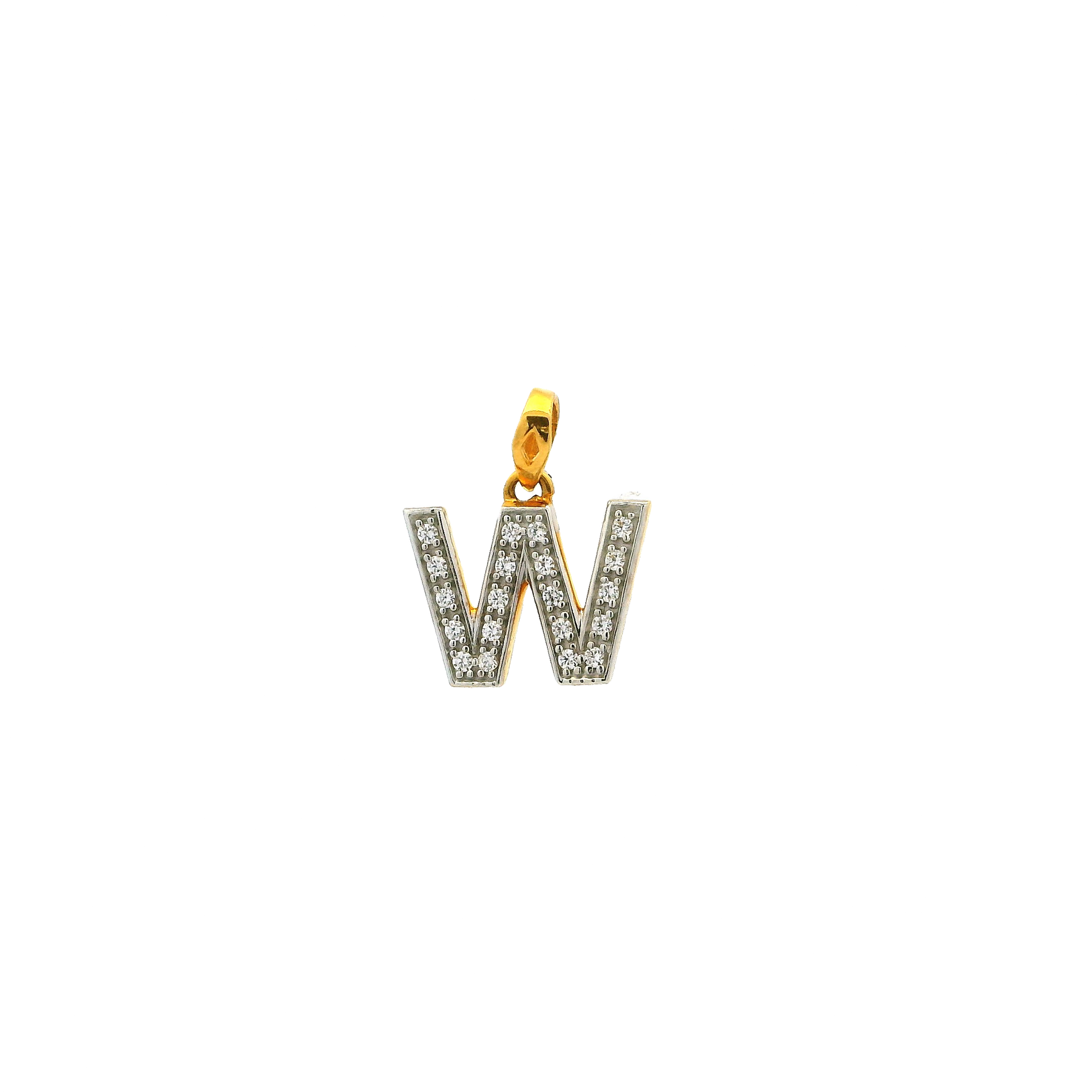 'W' 22ct Gold Swarovski Zirconia Initial Pendant