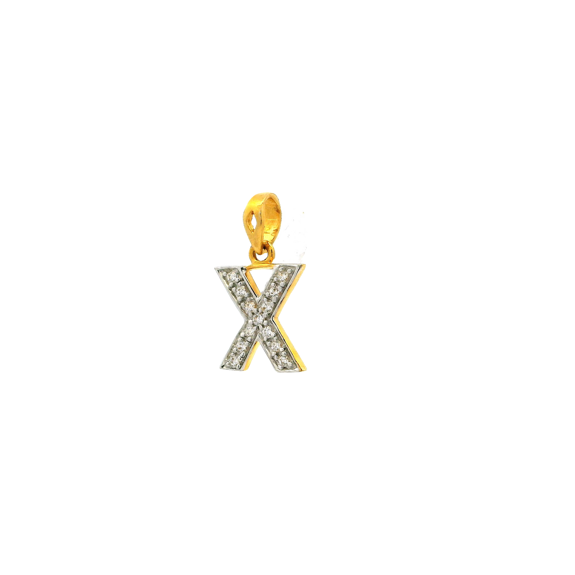 'X' 22ct Gold Swarovski Zirconia Initial Pendant