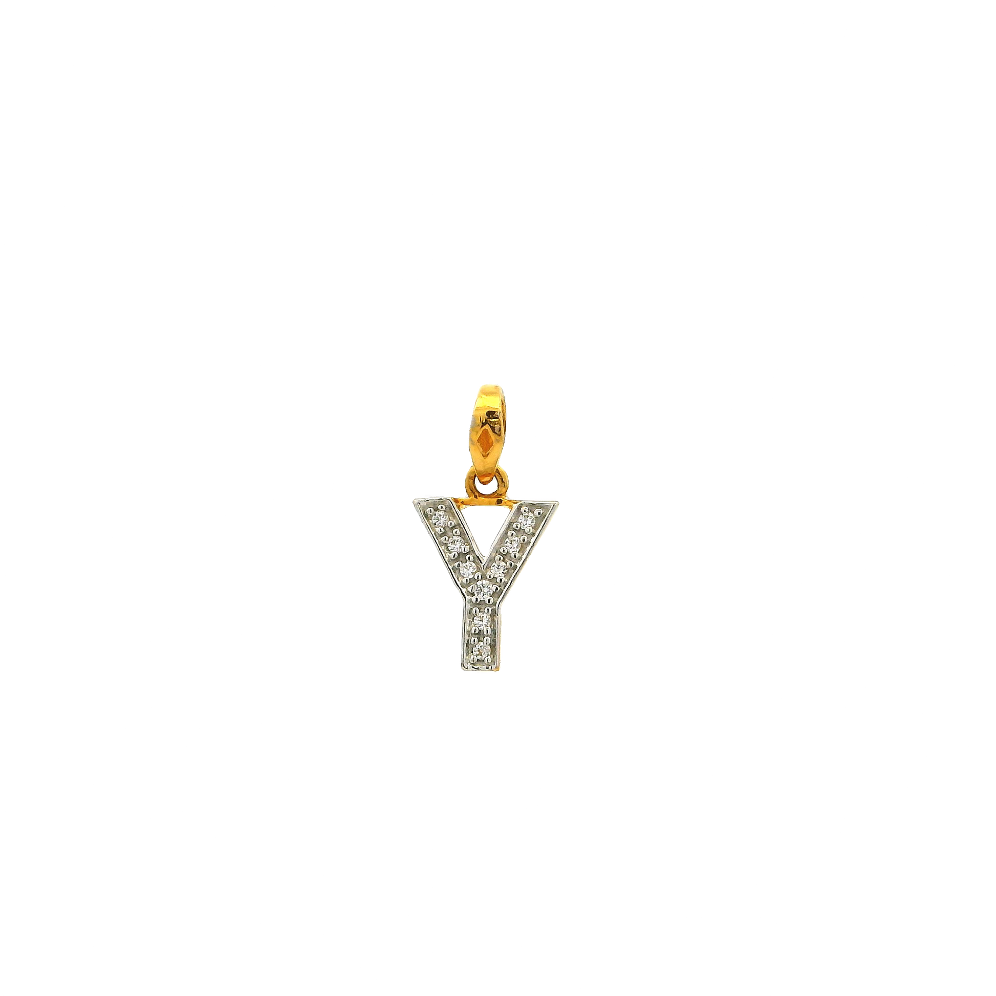 'Y' 22ct Gold Swarovski Zirconia Initial Pendant