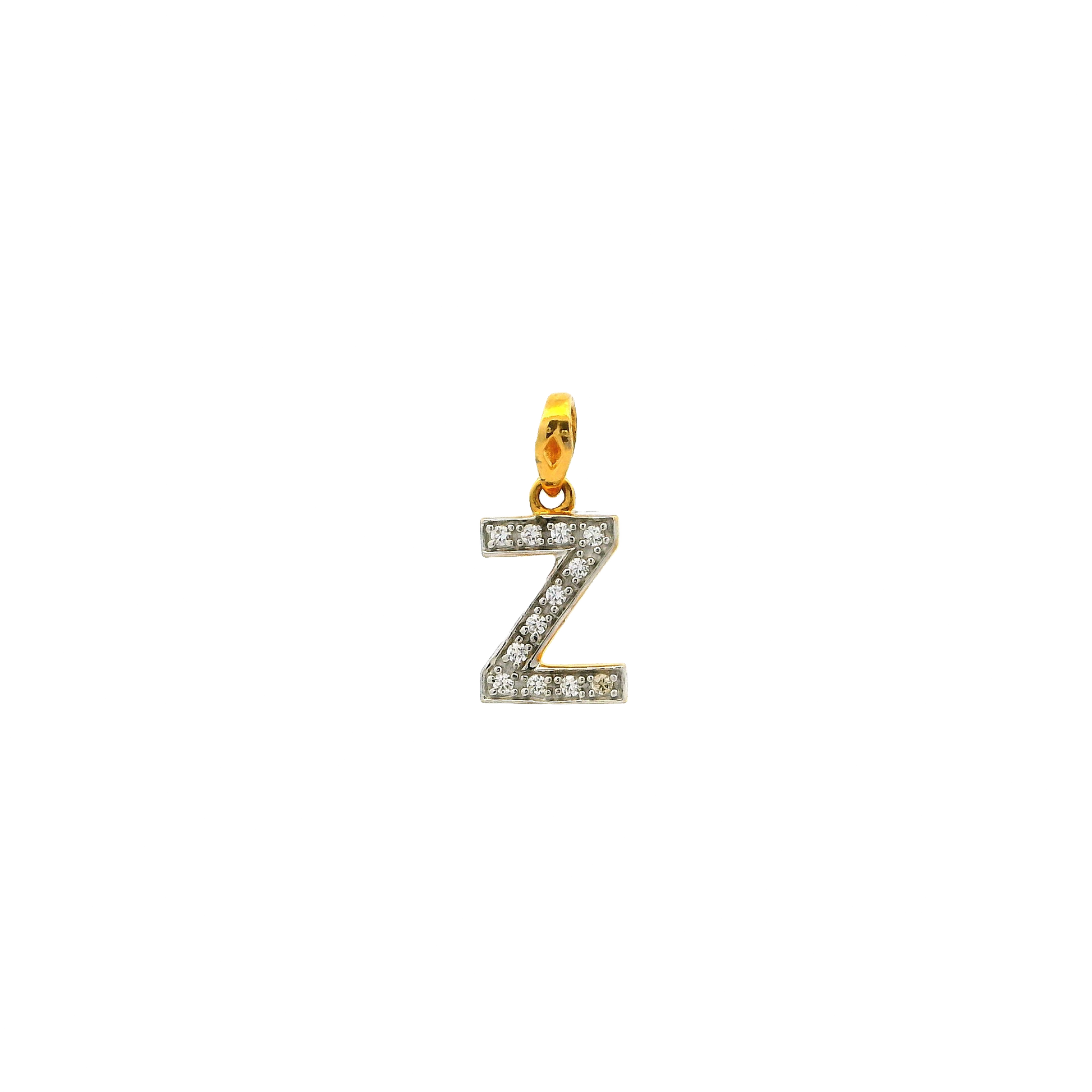 'Z' 22ct Gold Swarovski Zirconia Initial Pendant