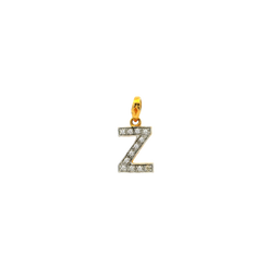 'Z' 22ct Gold Swarovski Zirconia Initial Pendant
