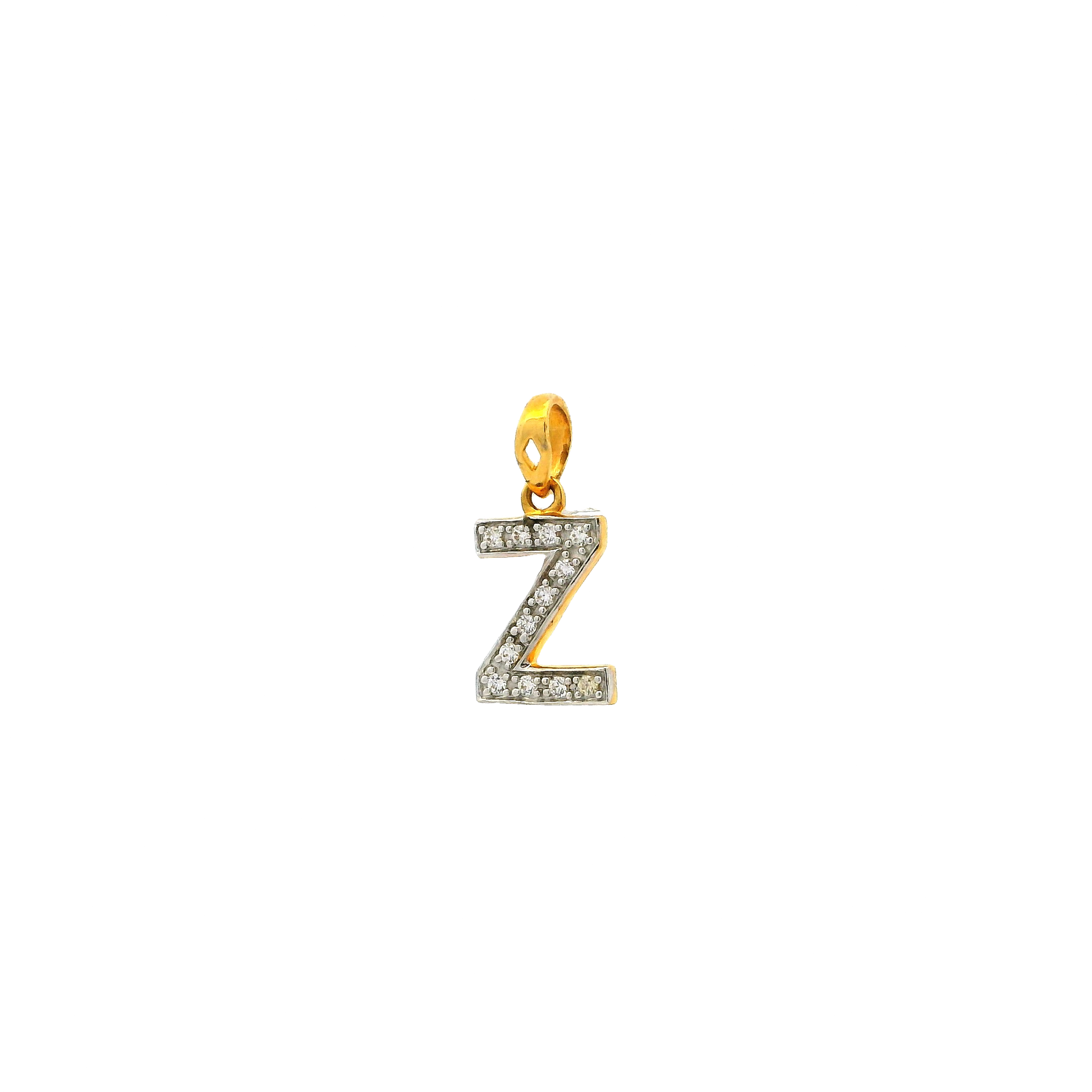 'Z' 22ct Gold Swarovski Zirconia Initial Pendant