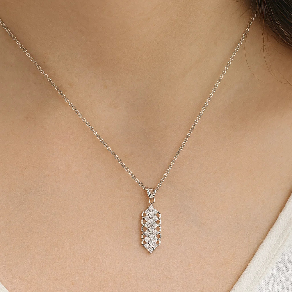 Dazzling White Gold Fancy Cubic Zirconia Pendant – Perfect Gift
