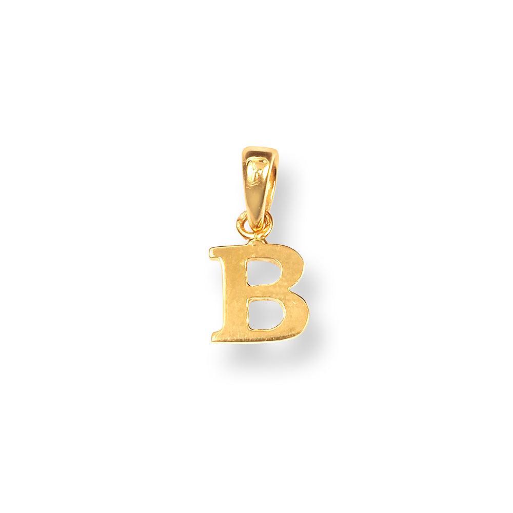 'B' 22ct Gold Minimal Initial Pendant P-7037-B - Minar Jewellers
