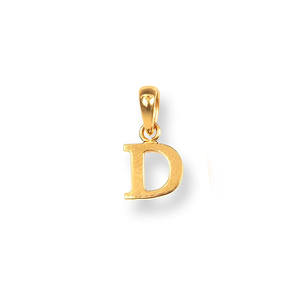 'D' 22ct Gold Minimal Initial Pendant P-7037-D - Minar Jewellers