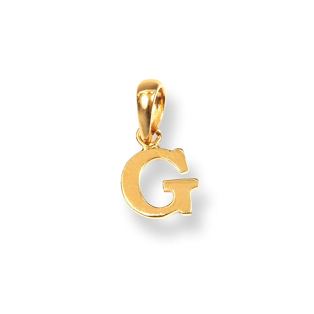 'G' 22ct Gold Minimal Initial Pendant P-7037-G - Minar Jewellers