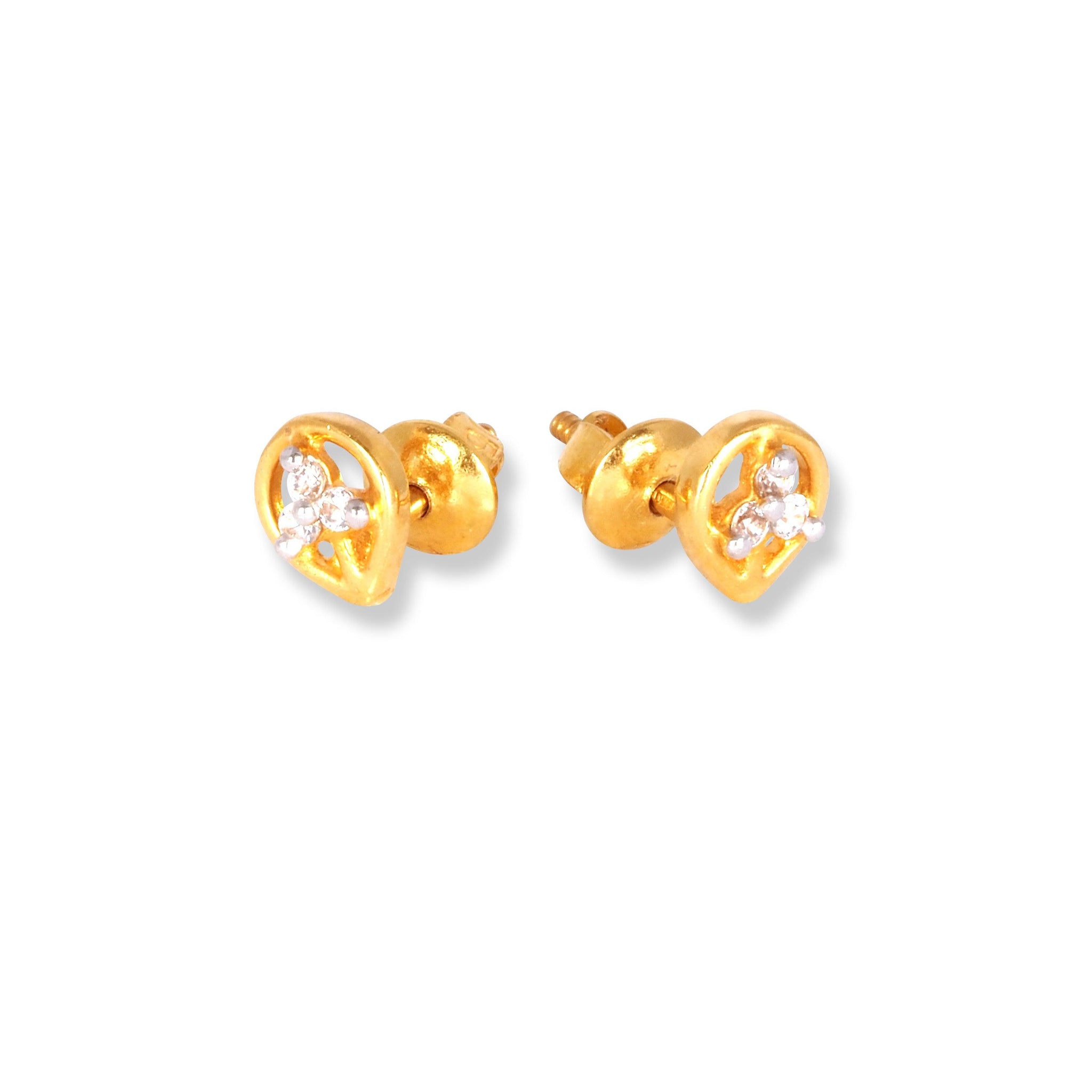 22ct Gold Set with Swarovski Zirconia Stones (Pendant + Chain + Stud Earrings)