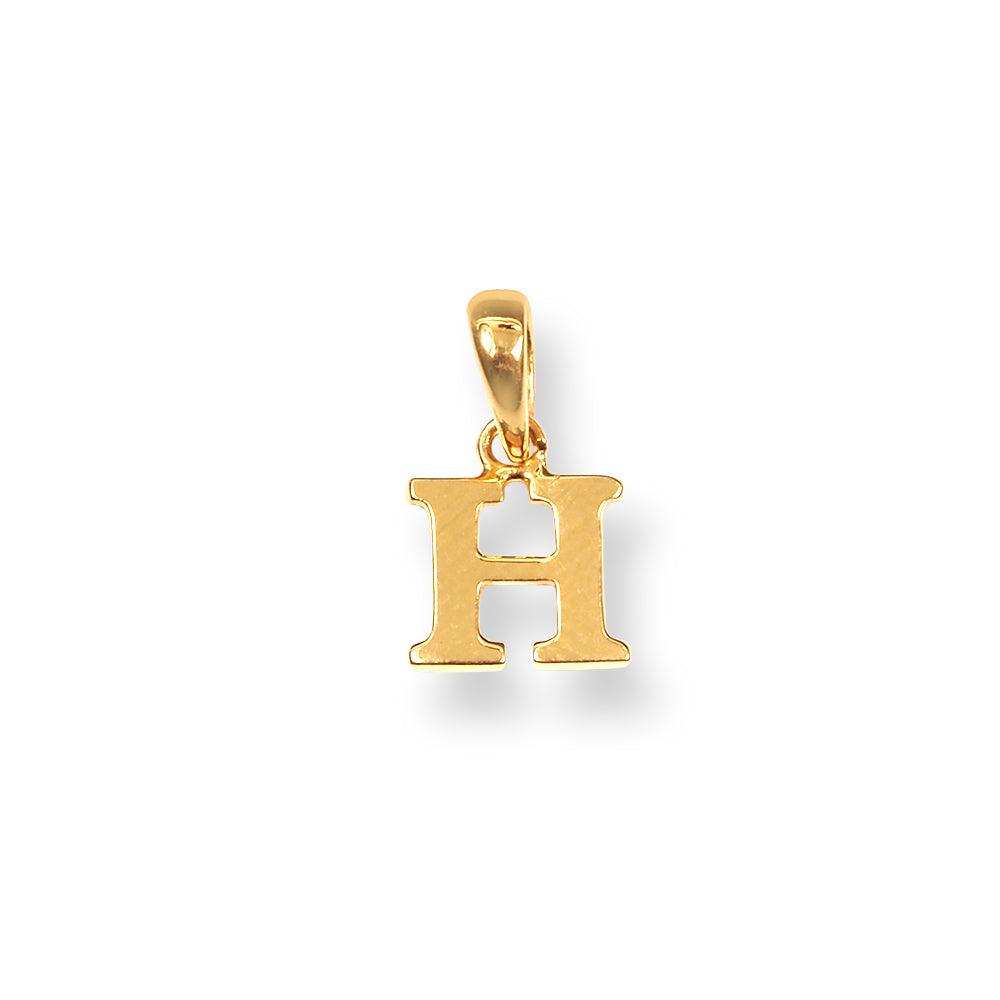 'H' 22ct Gold Minimal Initial Pendant P-7037-H - Minar Jewellers