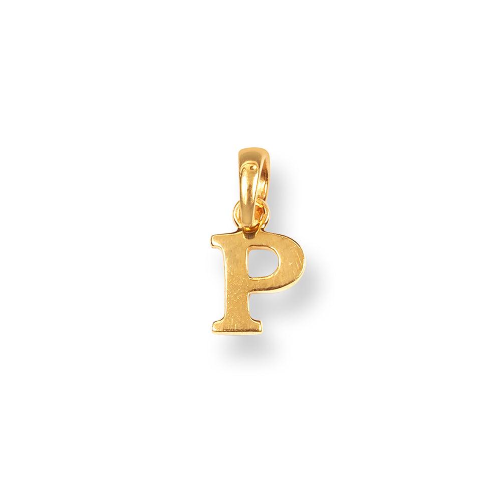 'P' 22ct Gold Minimal Initial Pendant P-7037-P - Minar Jewellers