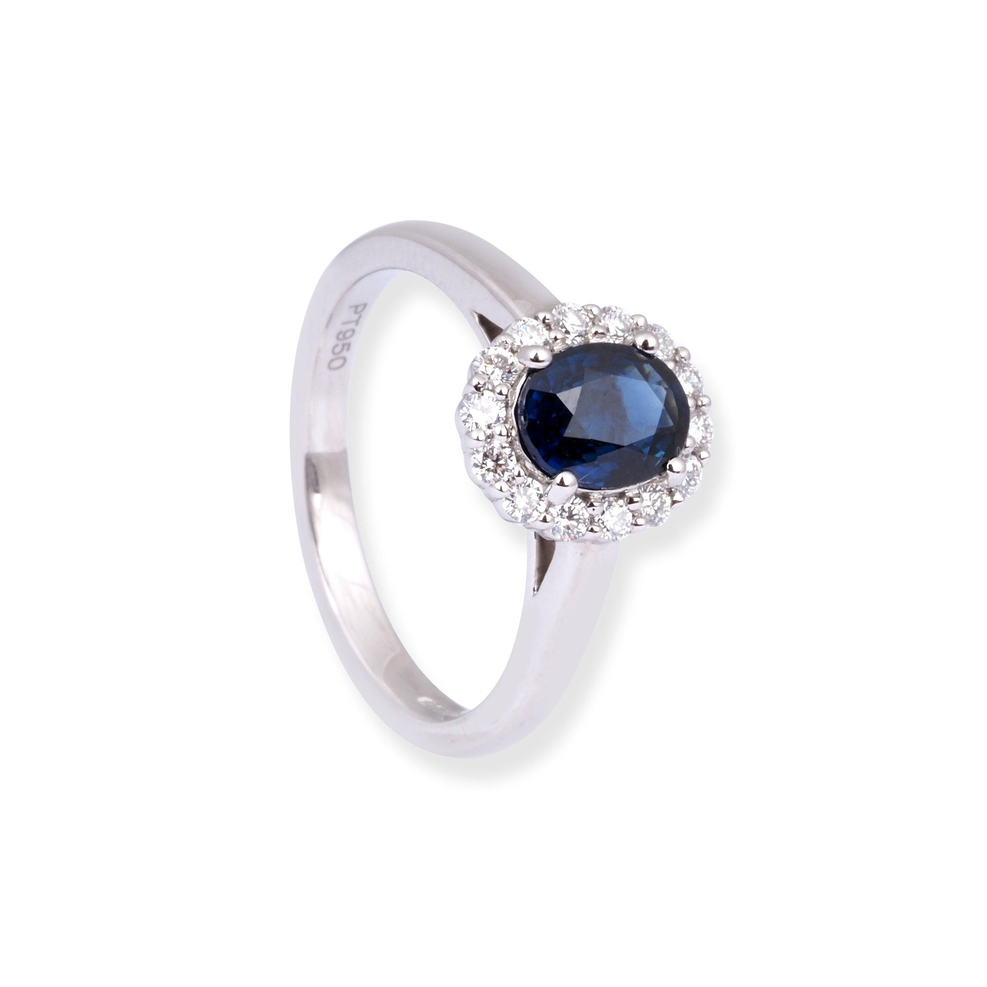 Platinum Diamond & Blue Sapphire Ring LR-7024 - Minar Jewellers