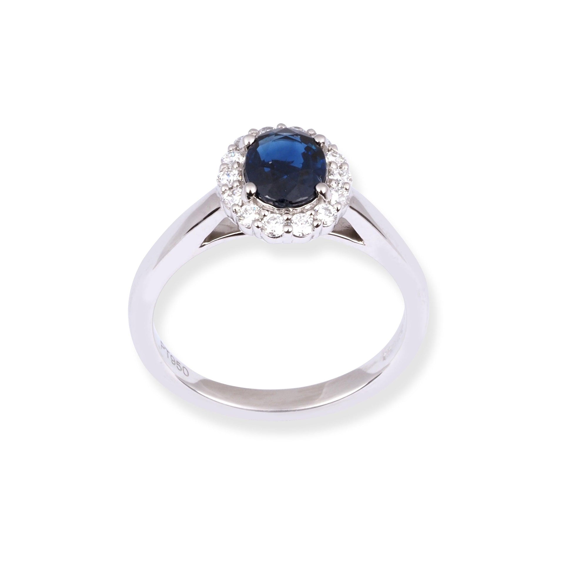 Platinum Diamond & Blue Sapphire Ring LR-7024 - Minar Jewellers