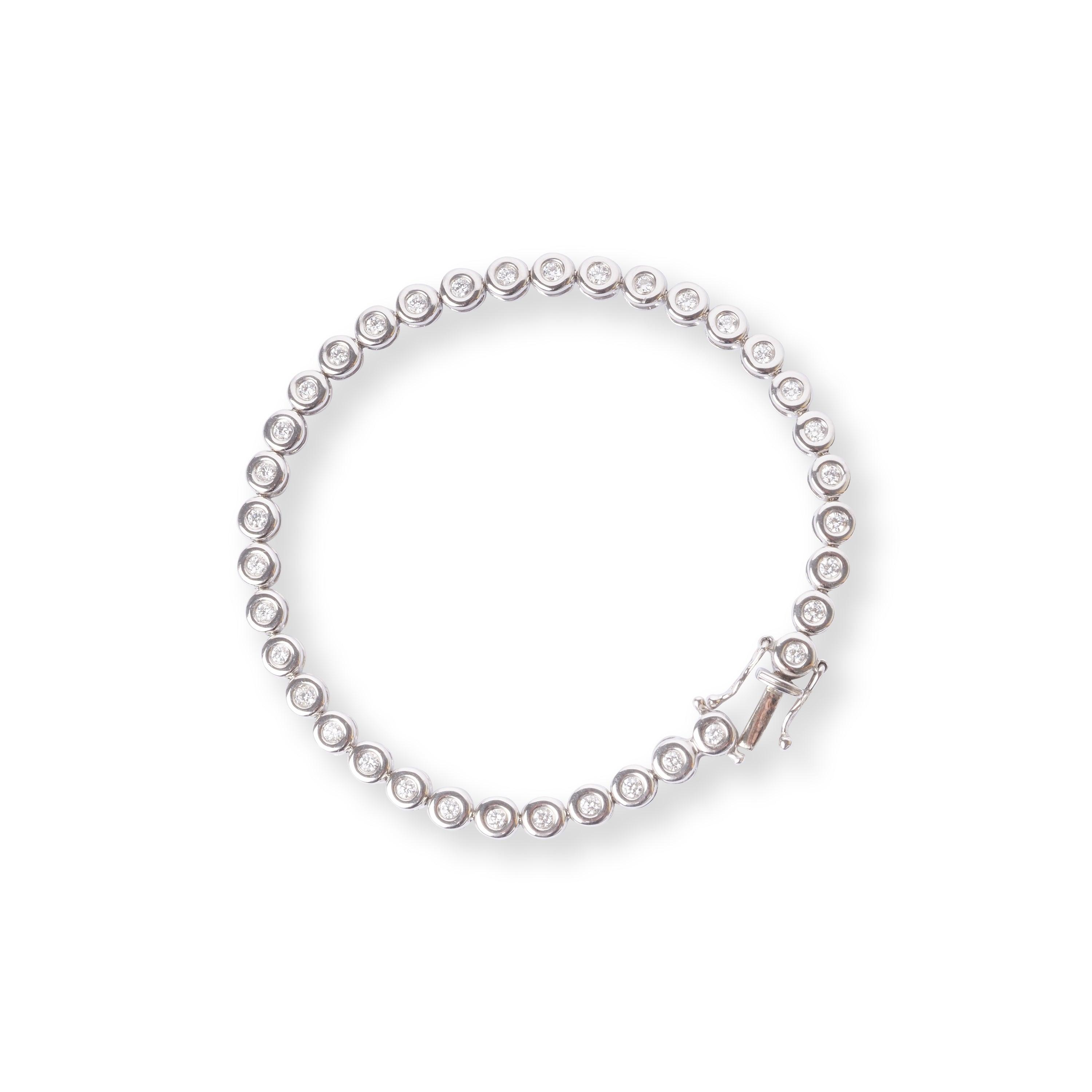 Platinum Diamond Tennis Bracelet with Box Clasp LBR-8484 - Minar Jewellers