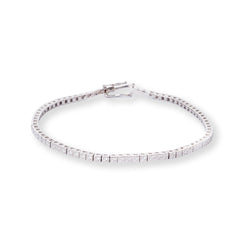 Platinum Diamond Tennis Bracelet with Box Clasp LBR-8485 - Minar Jewellers