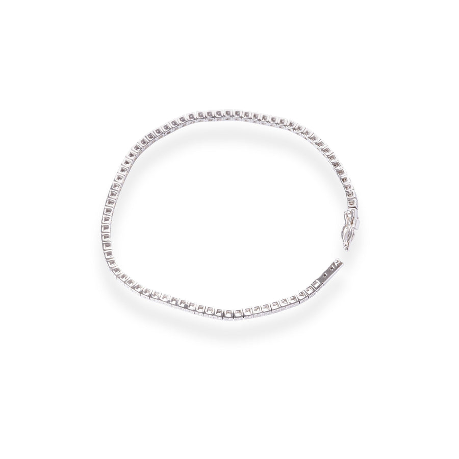 Platinum Diamond Tennis Bracelet with Box Clasp LBR-8485