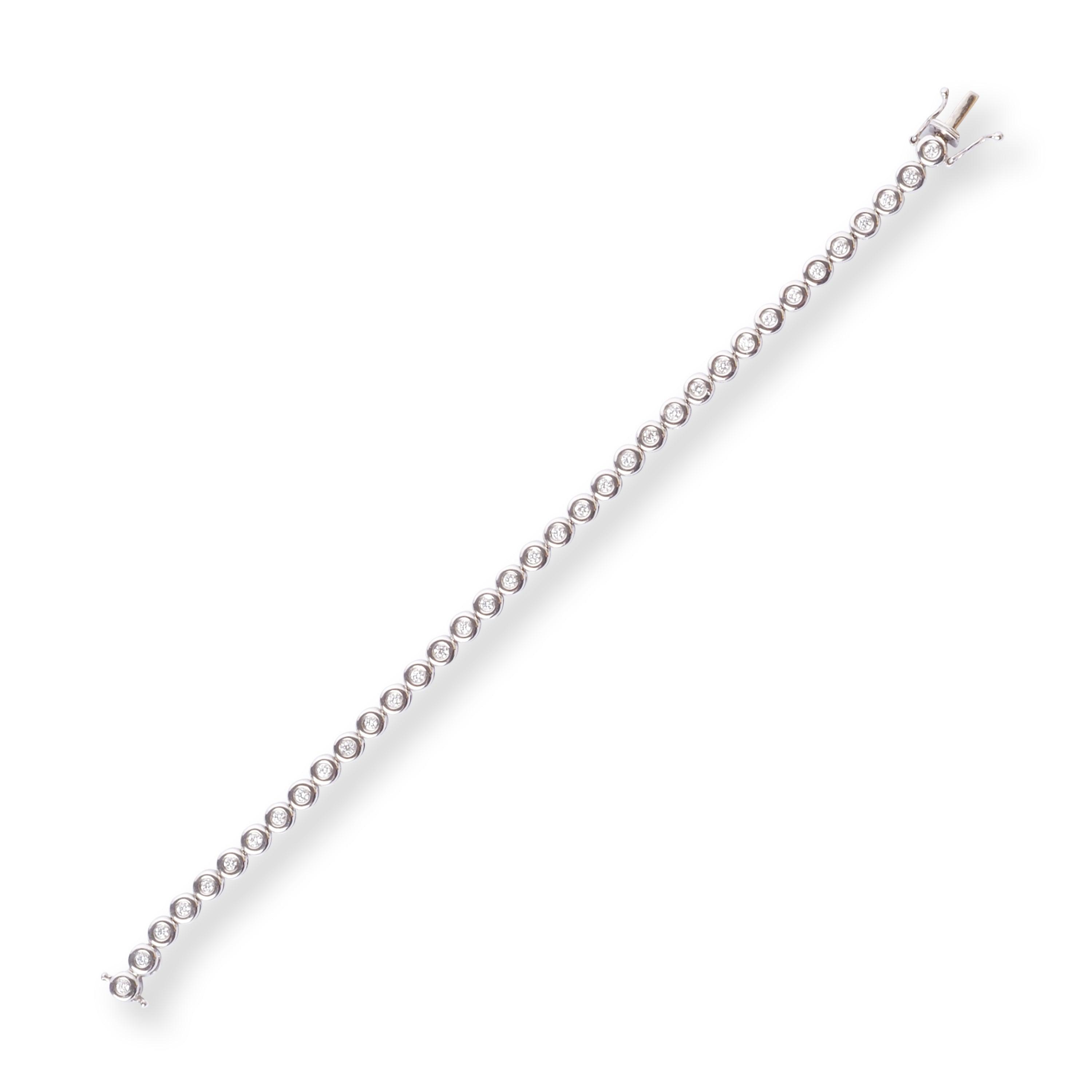 Platinum Diamond Tennis Bracelet with Box Clasp LBR-8484 - Minar Jewellers