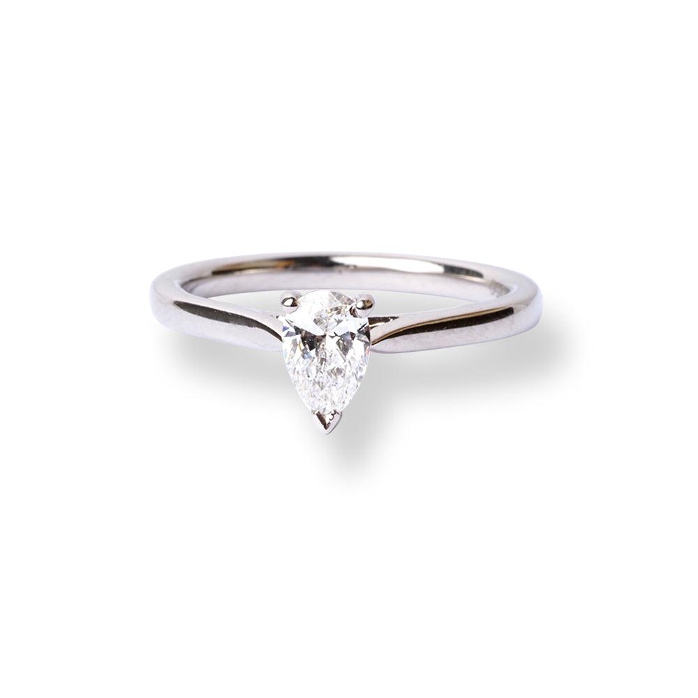 Platinum Pear Shaped Solitaire Diamond Ring LR-7342